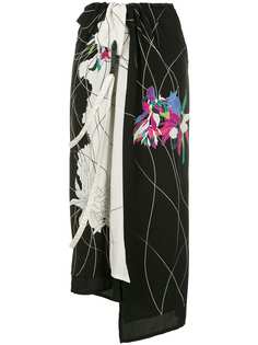 Ys асимметричная юбка миди с принтом