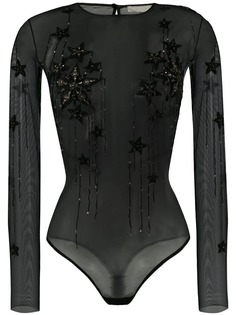 Amen прозрачное боди с отделкой