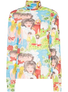 Prada топ с высоким воротником и принтом