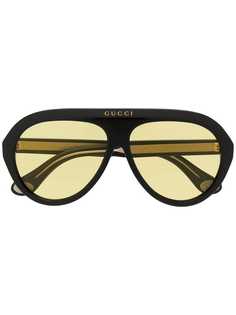 Gucci Eyewear затемненные солнцезащитные очки-авиаторы