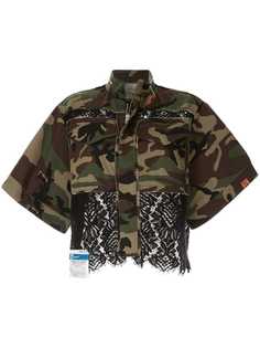 Maison Mihara Yasuhiro пиджак с камуфляжным принтом и кружевной отделкой
