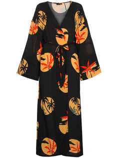 Onia платье макси Meika с поясом и изображением пальм