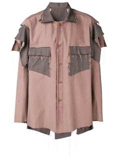 Sulvam рубашка с контрастной вставкой и эффектом потертости