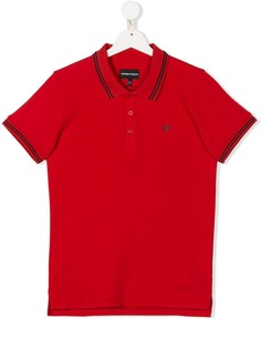 Emporio Armani Kids рубашка-поло с отделкой в полоску TEEN