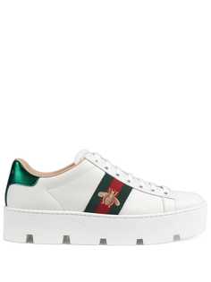 Gucci кроссовки Ace на платформе с вышивкой