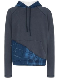 Greg Lauren худи с контрастными клетчатыми вставками