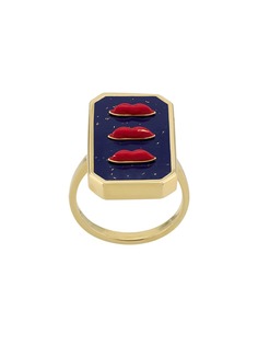 Eshvi кольцо с декором в форме губ с эмалью