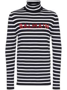 Balmain полосатый джемпер с логотипом