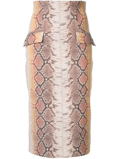 Manning Cartell юбка миди с эффектом змеиной кожи