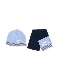Boss Kids трикотажный комплект с шапкой-бини с логотипом