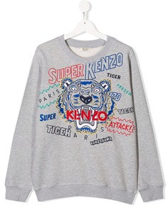 Kenzo Kids толстовка Super Kenzo с вышивкой Tiger
