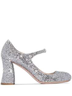 Miu Miu glitter-effect Mary Jane pumps