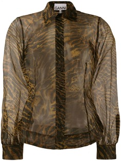 GANNI блузка с тигровым принтом