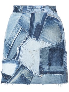 Re/Done джинсовая юбка в технике пэчворк