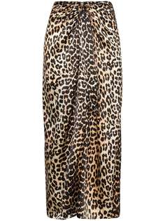 Ganni юбка миди с леопардовым принтом