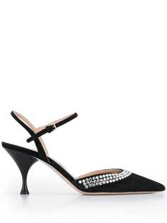 Miu Miu crystal embellished suede pumps