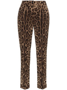 Dolce & Gabbana leopard print slim-fit trousers