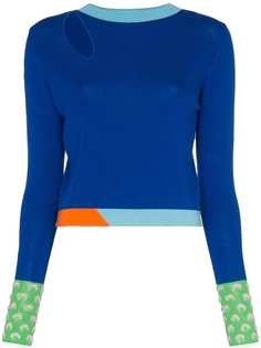 i-am-chen IM CHEN KNIT CN LS NCK HOLE DTL CNTRST S