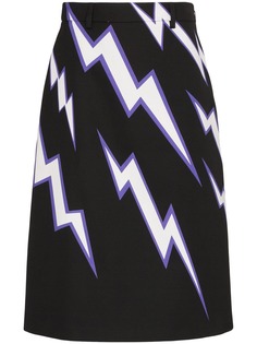 Prada PRADA SKT PNCL LIGHTNING PRNT MIDI