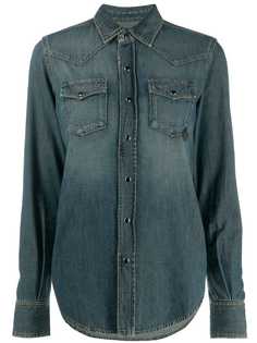 Saint Laurent джинсовая рубашка с бисером