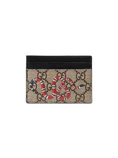 Gucci картхолдер с узором GG Supreme и принтом Kingsnake
