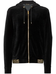 Versace бархатное худи с узором Greek Key