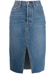 Levis джинсовая юбка с разрезом спереди
