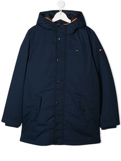 Tommy Hilfiger Junior пальто с капюшоном и вышитым логотипом