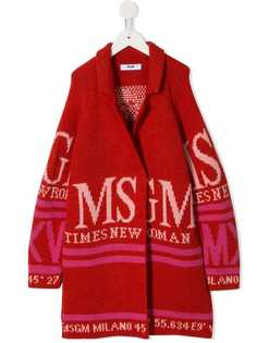 Msgm Kids пальто вязки интарсия с логотипом
