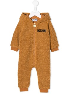 Moschino Kids фактурный ромпер с вышивкой Teddy Bear