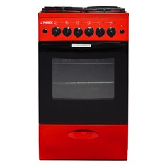 Газовая плита REEX CGE-531, электрическая духовка, красный