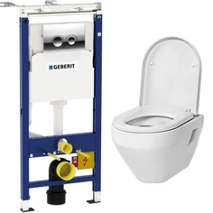 Комплект унитаза Spirit V2.0 C701738WH+C707857WH с инсталляцией Geberit Duofix Delta UP100 458.122.21.1 с сиденьем Микролифт и клавишей смыва Хром AM PM