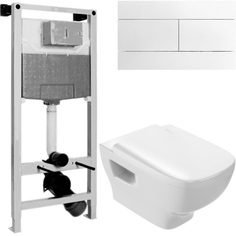 Комплект унитаза Struktura EDE102-00 с инсталляцией E5504-NF/E4316-00 с сиденьем Микролифт и Белой клавишей смыва Jacob Delafon