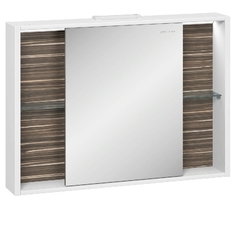 Зеркальный шкаф Belle 100 с подсветкой Белый/макассар Edelform
