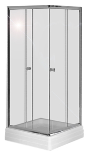 Душевой уголок 80 Люкс квадратный профиль хром, стекло прозрачное, поддон белый Radomir