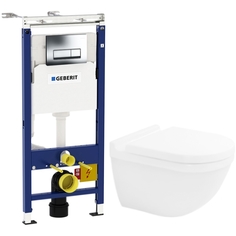 Комплект унитаза Starck 3 2225090000 с инсталляцией Duofix Plattenbau Delta UP100 458.125.21.1 с сиденьем Микролифт и клавишей смыва Хром Duravit