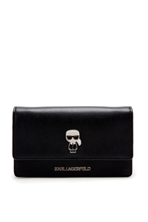 Черный клатч с клапаном и отделкой Karl Lagerfeld