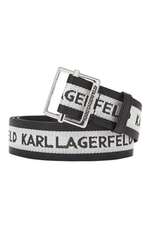 Черный ремень с контрастной отделкой Karl Lagerfeld