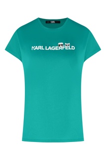 Бирюзовая футболка с надписью Karl Lagerfeld