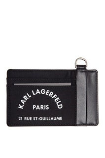 Черная визитница с логотипом и ремешком Karl Lagerfeld