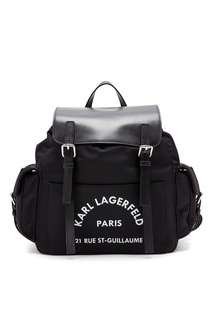 Текстильный рюкзак с кожаным клапаном Karl Lagerfeld