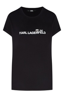 Черная футболка с логотипом и надписью Karl Lagerfeld