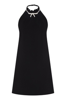 Черное платье с открытой спиной и кристаллами Miu Miu