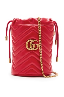 Компактная красная сумка-ведро GG Marmont Gucci