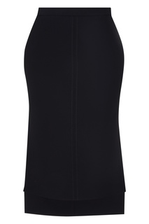 Прямая черная юбка с асимметричным подолом No21