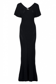 Черное трикотажное платье в пол Roberto Cavalli