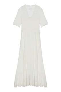 Ажурное белое платье-миди Maje
