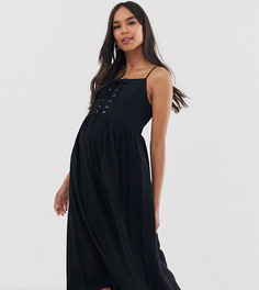 Черное платье миди с решеткой из лямок New Look Maternity - Черный