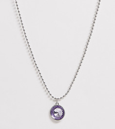 Серебристое ожерелье с шариковой цепочкой и подвеской-камнем ASOS DESIGN Curve - Серебряный