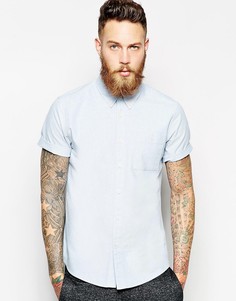 Голубая оксфордская рубашка с короткими рукавами ASOS - Синий